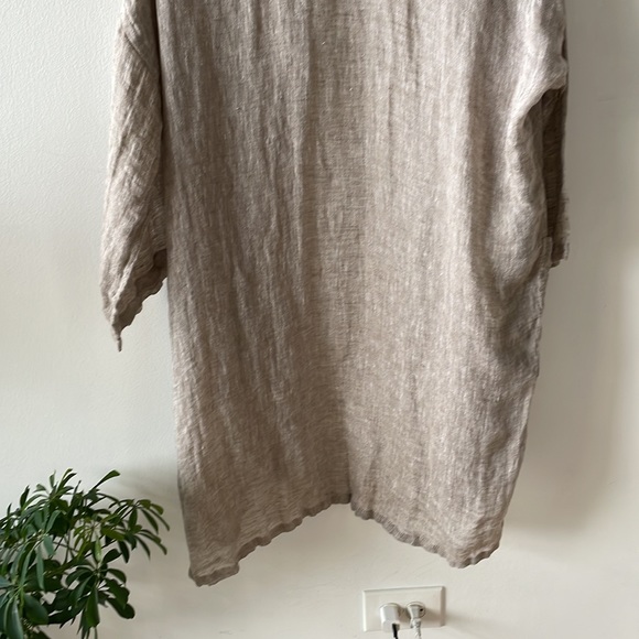 Eileen Fisher linen open drapey oatmeal linen tunic small - Picture 7 of 11
